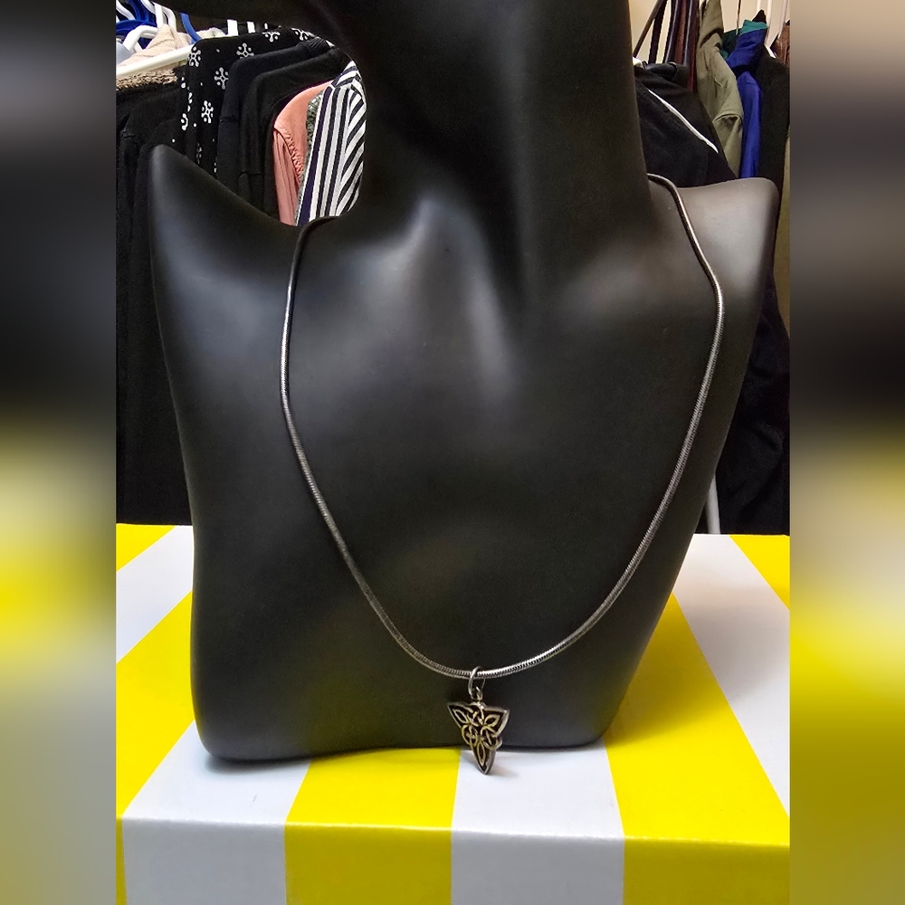 Vintage Black Celtic Knot Pendant Necklace